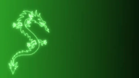 Glowing green dragon on gradient green background. Chinese new year dragon Stock Footage 259137895