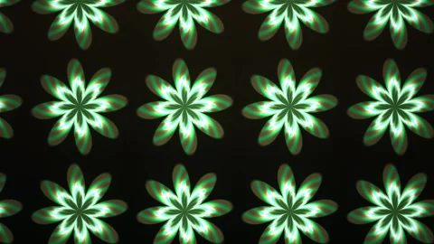 Glowing green flower pattern on black background. Stock Footage 337508311