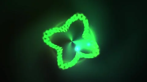 Glowing green four leaf clover neon sign. Stock Footage 337465077