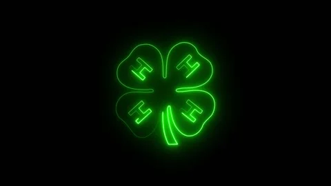 Glowing green four leaf clover icon with letter h Stock Footage 346746794
