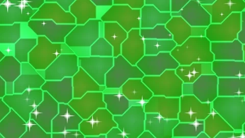 Glowing green geometric pattern with star-like light flares Stock-Footage 331643042