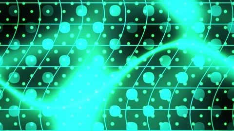 Glowing green grid with lines and dots on a black background. Stock Footage 336696969