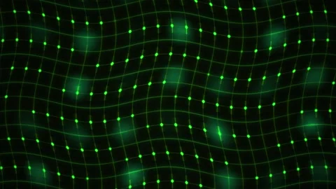 Glowing green grid pattern with white dots on black background. Stock Footage 335518250