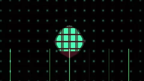 Glowing green grid sphere on black background with white dots. Stock Footage 337508726