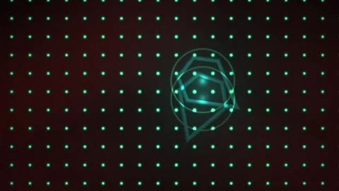 Glowing green hexagon on dot matrix background. Stock Footage 337465264