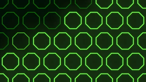 Glowing green hexagonal circles on black background Stock Footage 317158328