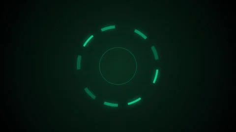 Glowing green hud circles spinning on dark background Stock Footage 346506782