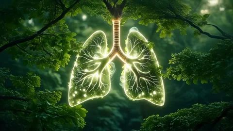 Glowing Green Human Lungs in Dense Forest Conceptual Animation 스톡 동영상 338321516