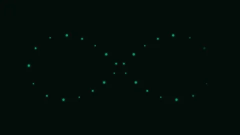 A glowing green infinity symbol formed by a series of small luminous dots Stock Footage 338309748