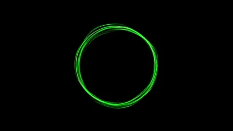 Glowing green light circle on black background Stock Footage 301627422
