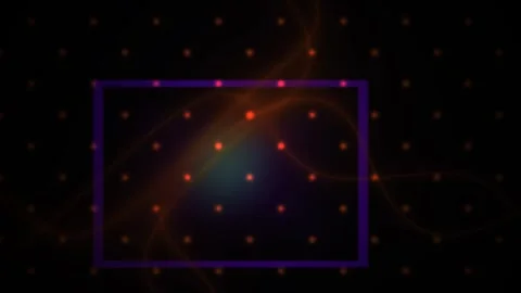 Glowing green light in a dark space with purple rectangle and stars. Video stock 337508898