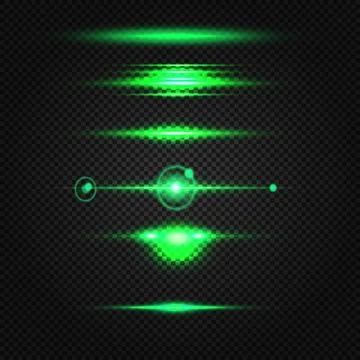 Glowing green light effects isolated on transparent background. Abstract Stock Illustration