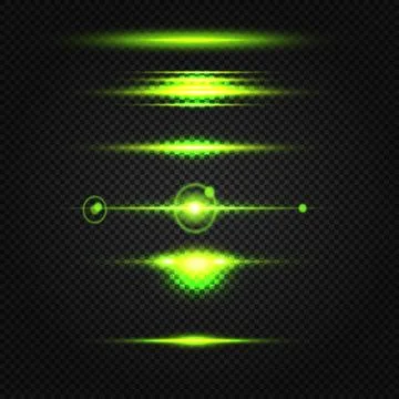 Glowing green light effects isolated on transparent background. Abstract Stock Illustration