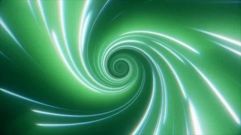 Glowing green light rays abstract twisting tunnel motion Stock Footage 284881969