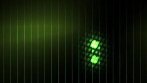 Glowing green light through vertical lines on dark background. Stock Footage 337509300