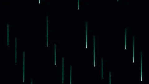 Glowing green light trails descending vertically against a solid black back.. Stock Footage 338310868