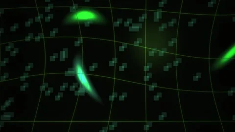 Glowing green lights on grid background. Stock Footage 340021596