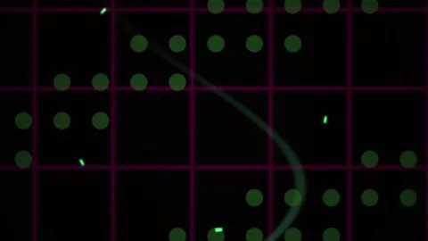 Glowing Green Line Path Across Digital Grid on Black Background for Tech Stock Footage 343702536