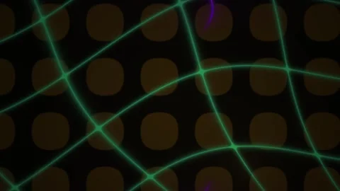 Glowing green lines intersecting on black background with brown dots. Stock Footage 336233500
