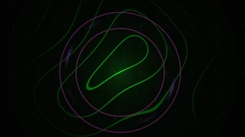Glowing Green Lines Moving in Purple Circles as Abstract Technology Backgroun Stock Footage 343702541