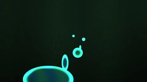 Glowing green liquid drops falling in dark. Stock Footage 337509815