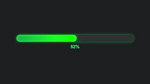 Glowing Green Loading Bar to 100% Animation on Dark Background 4K Resolution Stock Footage 282187400