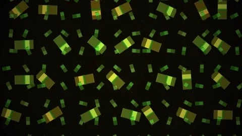 Glowing green microchip components falling. Stock Footage 335358126