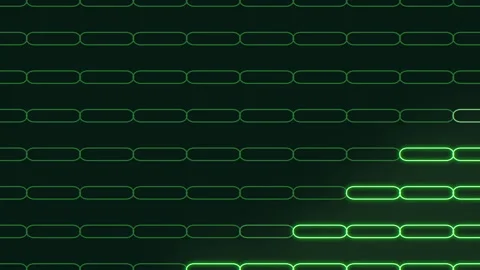 Glowing green neon chain pattern background, seamless futuristic tech animation Stock Footage 333189339