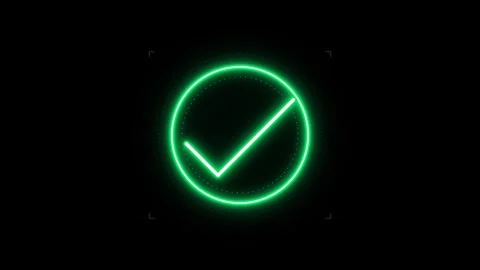Glowing green neon checkmark animation for ui ux and digital success concepts Stock Footage 337554007