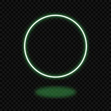 Glowing green neon circle ring with soft shadow Stock Illustration