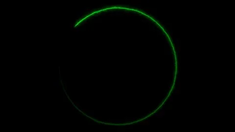 Glowing green neon light circle black background Stockillustratie