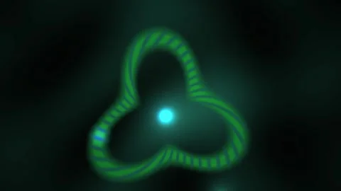 Glowing green neon light shaped like a trefoil or three leaf clover. Stock Footage 337465894