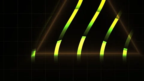 Glowing green neon light strips forming triangle shapes on black background. Stock Footage 336233854