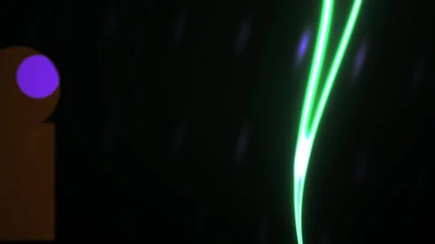 Glowing green neon light trails on dark background with purple dot. Stock Footage 337510217