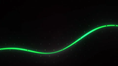 Glowing green neon light wave on black background. Stock Footage 335957061