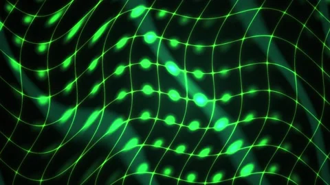 Glowing green neon lines and grid pattern on black background. Stock Footage 335520339