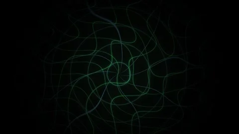 Glowing green neon lines forming a web-like pattern on a black background. Stock Footage 336697545