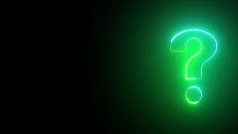Glowing green neon question mark symbol on alpha channel background. Questi.. Stock Footage 292877435