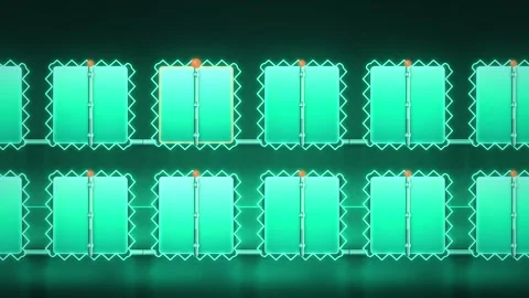 Glowing Green Neon Rectangles Flickering Grid Abstract Background Vidéo 347869557