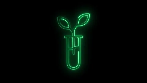 Glowing green neon science experiment plant sprout in test tube isolated on.. Stock Footage 314559344