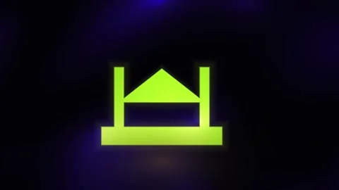 Glowing green neon sign with triangular roof. Stock Footage 337466212
