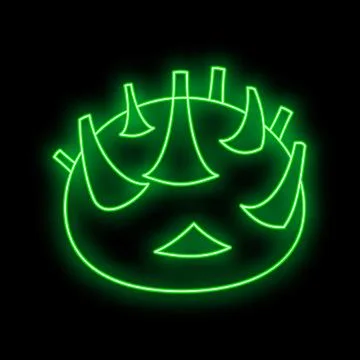 Glowing green neon virus pathogene cell icon Stock Illustration