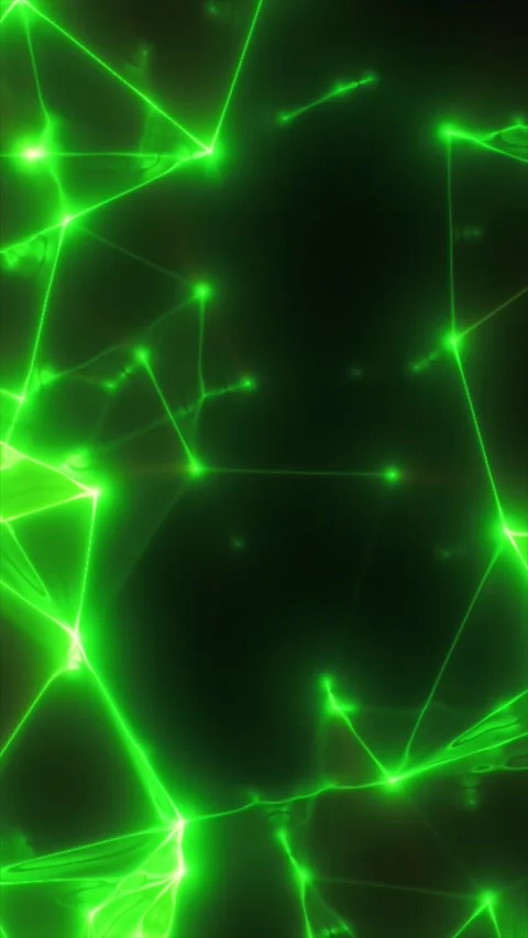 Glowing green network of connected nodes and lines on a dark background, re.. Stock Footage 334224857