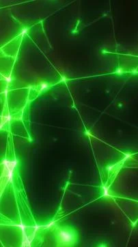 Glowing green network of connected nodes and lines on a dark background, re.. イラスト素材
