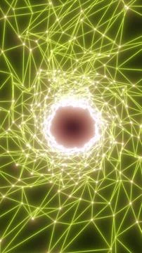 Glowing green network of connected nodes forming a bright circular portal, .. 스톡 일러스트