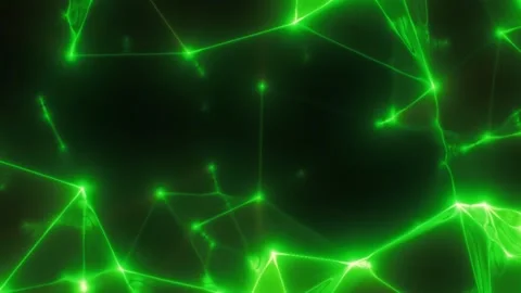 Glowing green network lines and nodes on a dark background Stock Footage 335962391