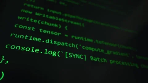 Glowing Green Neural Network Code on Screen Ai Programming Concept 動画素材 334728146