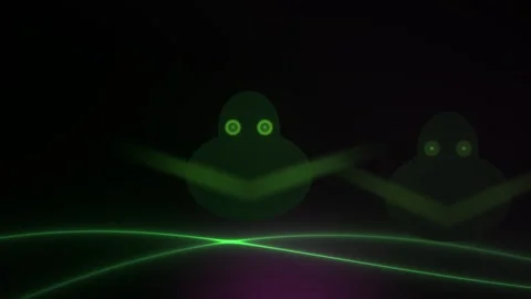 Glowing green octopus tentacles in dark water with laser beam. Stock Footage 336234372