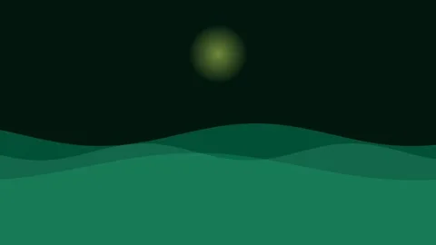 A glowing green orb hovering above dark undulating waves in the night sky Vídeos de archivo 336262512