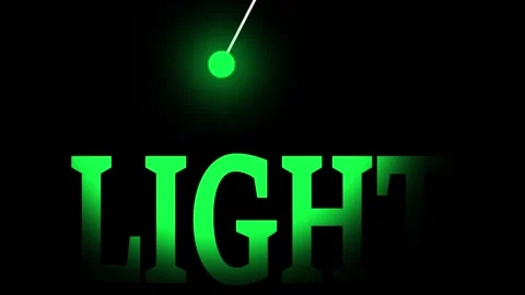 Glowing green orb pendulum swings over large word light against black backg.. 動画素材 331531097